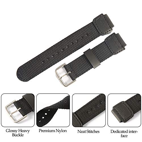 18mm Nylon strap Replacement band Compatible with Casio AE-1200WH SGW-300H SGW-400H AQ-S810W leather band by WRISTARMOR - Used condition - Image 2