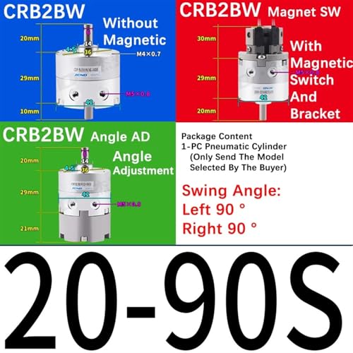 Actuador rotativo neumático CRB2BW con rotación ajustable para maquinaria 2
