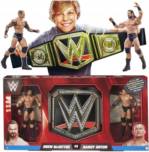 WWE Championship playset with Drew McIntyre vs. Randy Orton Dolls