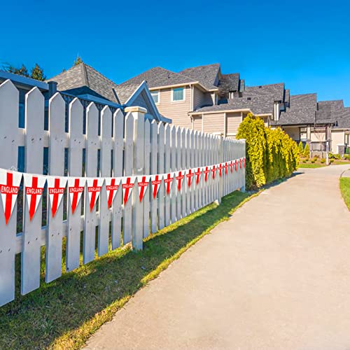 Image of AhfuLife 66 Ft England Pennant String Flags Banner for World Cup Decorations 2026, 60 Pcs Mini Triangular St George String Flags - Double Sided for National Day Football Event Decor (5.5x8.3 Inch)
