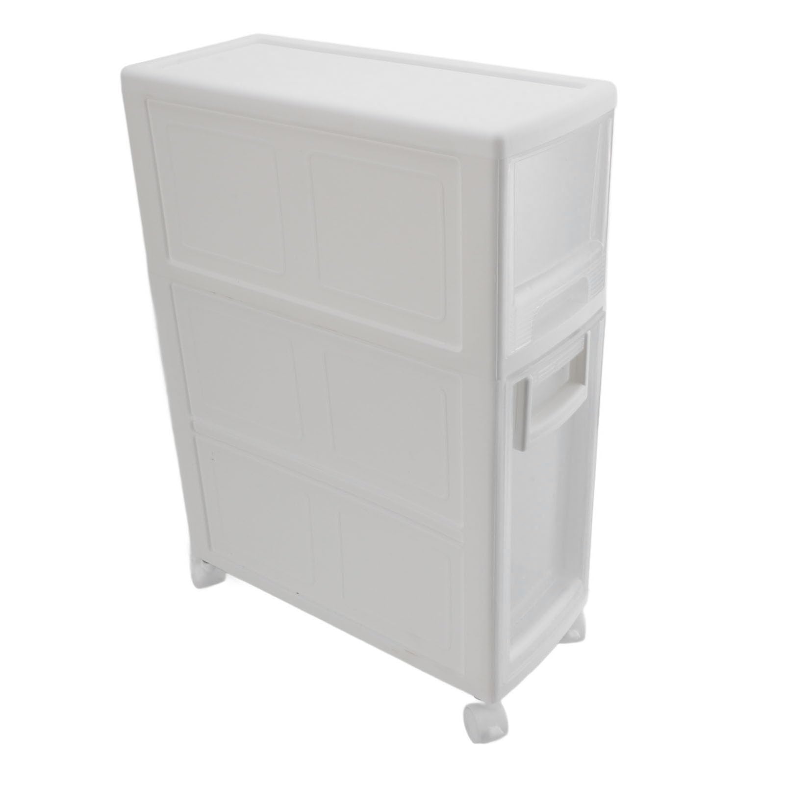 Zerodis Organizadores Organizador Estrecho Delgado de Plástico de Primera Calidad con 2 Cajones y 2 Estantes Gabinete de Toalla Independiente para Baño Cocina Sala de Estar Baño Gabinete de (16cm)