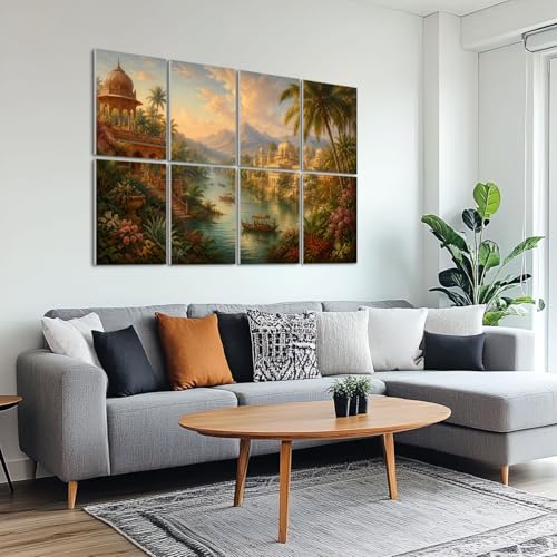 8 Pack Paneles Acústicos de Arte Majestic Indian Pavilion por Serene River Tropical Gardens Panels Decorativos Absorbentes de Sonido Autoadhesivos para Estudios de Grabación Oficina 48"x32" miniatura 6
