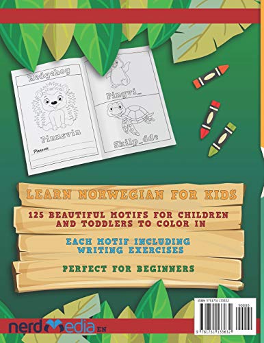 Colorful Animals English - Norwegian Coloring Book. Learn Norwegian for Kids. Creative painting and learning. image 4
