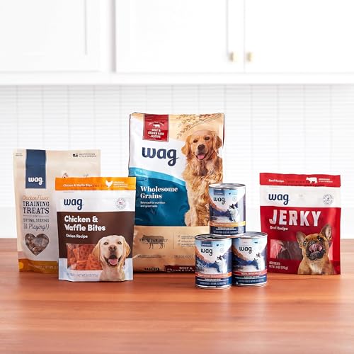 Image of Amazon Brand - Wag Wholesome Grains Dry Dog Food with Salmon and Brown Rice, 30 lb Bag (Pack of 1)