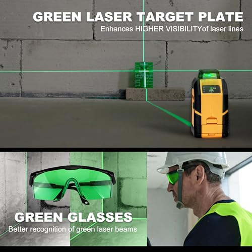 PREXISO 360° Laser Level with Tripod, 100Ft Self Leveling Cross Line Laser- Green Horizontal Line for Construction, Floor Tile, Renovation with Target Plate, Green Glasses, Carry Bag, 4 AA Batteries by Prexiso - Image 6
