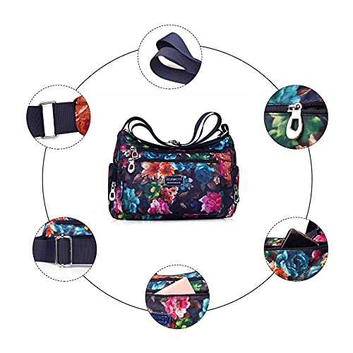 Image of NOTAG Crossbody Bags for Women Nylon Shoulder Bag Floral Multi-Pocket Purses and Handbags