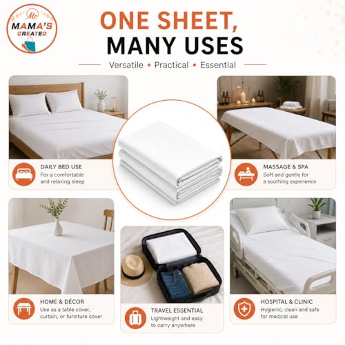 Image of Single Size Bed Sheet - 600 Thread Count Single Flat Sheet Only - Long Staple Egyptian Cotton Top Sheet Wrinkle & Fade Resistant - White