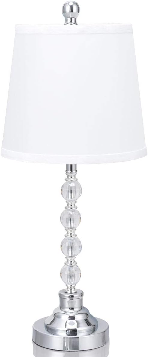 Goplus Tangkula 3-Piece Lamp Set with One Floor Lamp and Two Table Lamps Modern Home Living Room Bedroom Lamps with White Fabric Shades, Chrome Finished