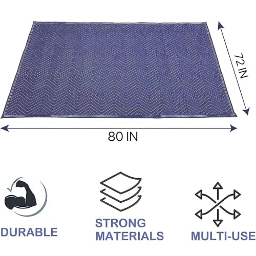 2 Pack Moving Blankets Heavy Duty 80"x72" Quilted Packing Blankets for Moving Furniture Padded Shipping Furniture Mover Blue by U HOMOVING - Image 2