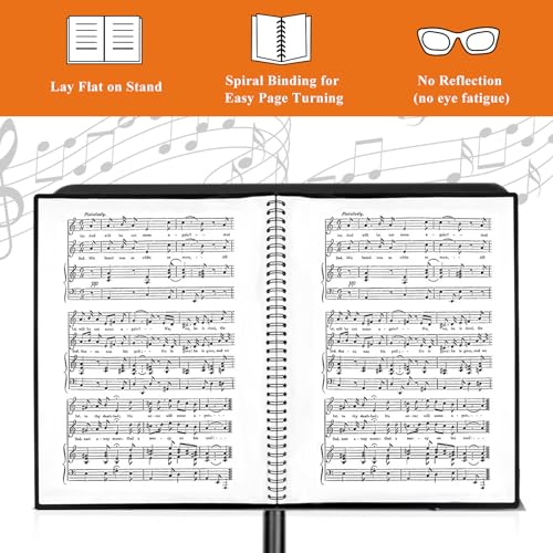 AUAUY Music Sheet Folder, A4 60pages Storage Documents Holder Bag with 1 Pack of Sticky Notes, Waterproof Loose Leaf Transparent, Blank Plastic Concert Choral Music File Folder for Musicians and Band - Image 4
