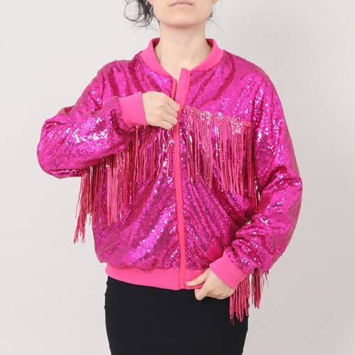 Tessel Sequin Jacket for Women Sparkly Bomber Varsity Trendy Shiny Coat Ladies Glitter Birthday Party Holiday Clothes3
