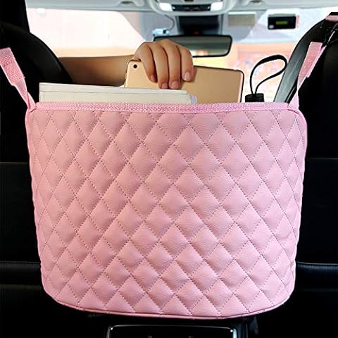 Maylai Purse Holder for Car Durable Pu Leather Car Net Pocket Car Seat Storage Net Handbag Driver Storage Netting Pouch Seat Back Net Bag Backseat Pet Kids Barrier (Pink) Cover