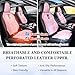 Coverado Car Seat Covers Full Set, 5 Seats Universal Seat Covers for Cars, Breathable Fabric& Faux Leather Auto Seat Cushions, Front and Rear Seat Protectors Fit for Most Sedans SUV Truck, Pink