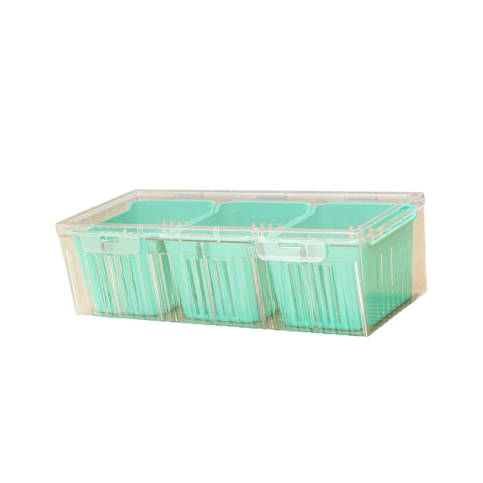 Msioytog Leakproof Divided Food Storage Basket with Ventilation Holes Freezer Storage Box for Vegetables Seasonings Vegetable Box with Drainage Holes