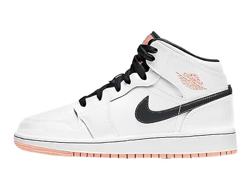 Nike GS Air Jordan 1 Mid White/Black 25㎝ Amazon.com | Nike Jordan Youth Air 1 Mid GS 554725 073 White