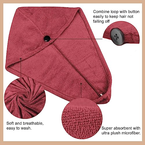 Image of Sassoon Venir Microfiber Hair Wrap Towel for Women (Crimson Color, Free Size) with Smooth Texture Super Absorbent Quick Dry Hair Turban for Drying Hair