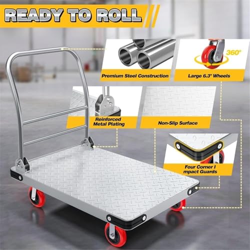Carretilla plegable plataforma acero alta capacidad miniatura 3