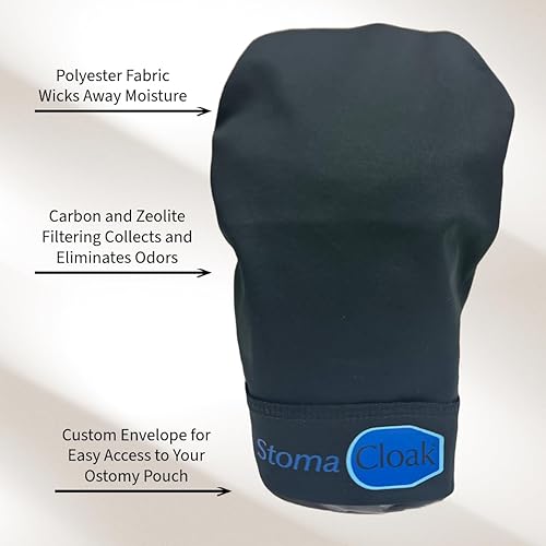 Vista 2 de STOMA CLOAK StomaCloak - Juego de 2 fundas para bolsas de ostomía para eliminar olores especiales (negro, 1.75 regular)