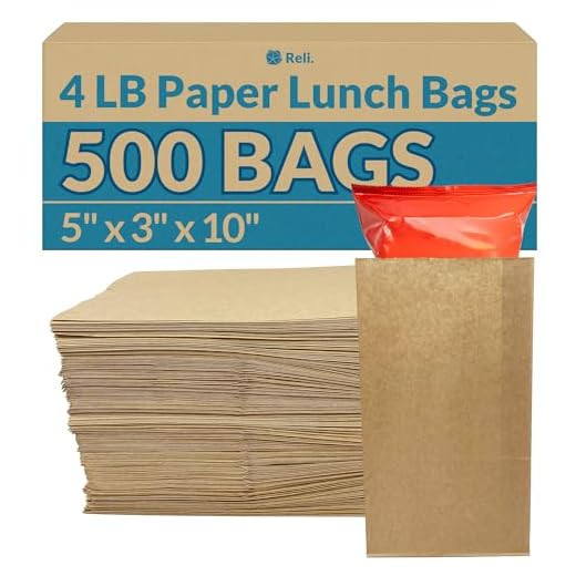 Reli. Paper Lunch Bags, 4 Lb | 500 Pcs - Bulk | Brown Paper Bags 4 lb Capacity | Kraft Paper Lunch Bags/Small Grocery Bags | Brown Paper Sacks for Snacks, Crafts, Lunch | Brown/Kraft