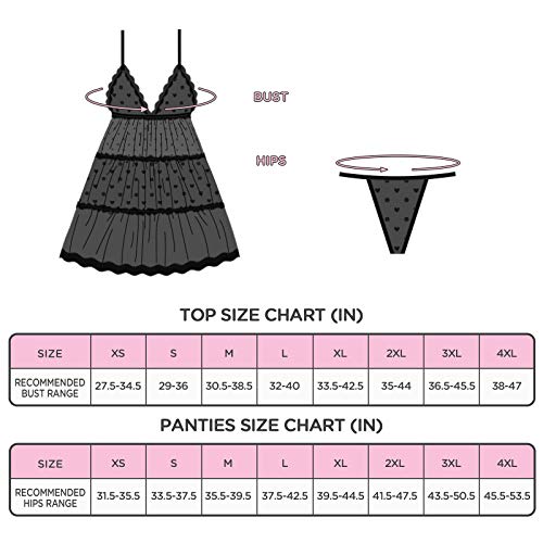 Littleforbig Conjunto de lingerie feminina de renda com decote em V e tanga – Romântico, Preto, P
