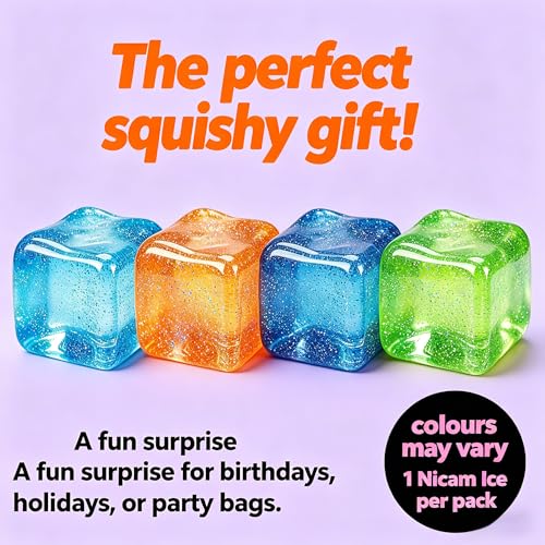 Image of Nice Ice Cube Sensory Squeeze, Ice Cube Squishy Stress Balls for Adults Slow Rise Squishies with Super Solid Squish Soft Fidgets Malt Sugar Squishy Relief Fidget (*C-Pink, One Size)