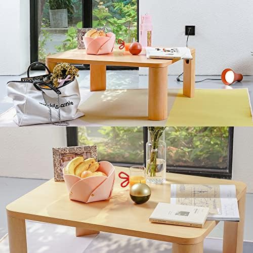 IANIYA Felt Storage Basket, 2pcs Flower Felt Storage Box Bin Organizer Small Open Baskets Storage for Living room, Office, Makeup, Closet, Bedroom (Pink)