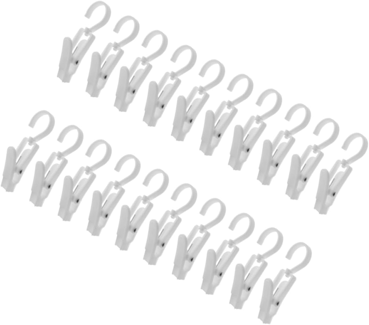 20 Pack Plastic Swivel Laundry Hooks with Clips for Towels and Socks
