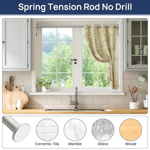 Image of ENJOYBASICS 1 inch Nickel Shower Curtain Rod, 30-52 inch Adjustable, Secure Tension | Easy No-Drill Installation, No Tools, No Gaps, Sturdy Rust-Resistant Steel, Sag-Resistant Design, Tubs, RVs, Apartments