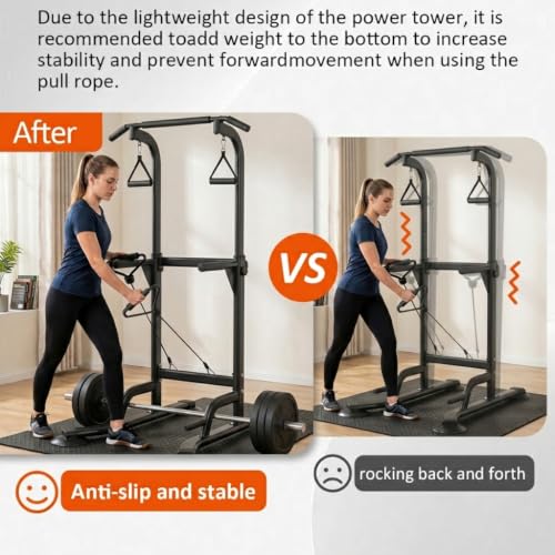 Image of Power Tower Pull Up & Dip Station Multi-Function Home Strength Training Fitness Workout Station Height Adjustable