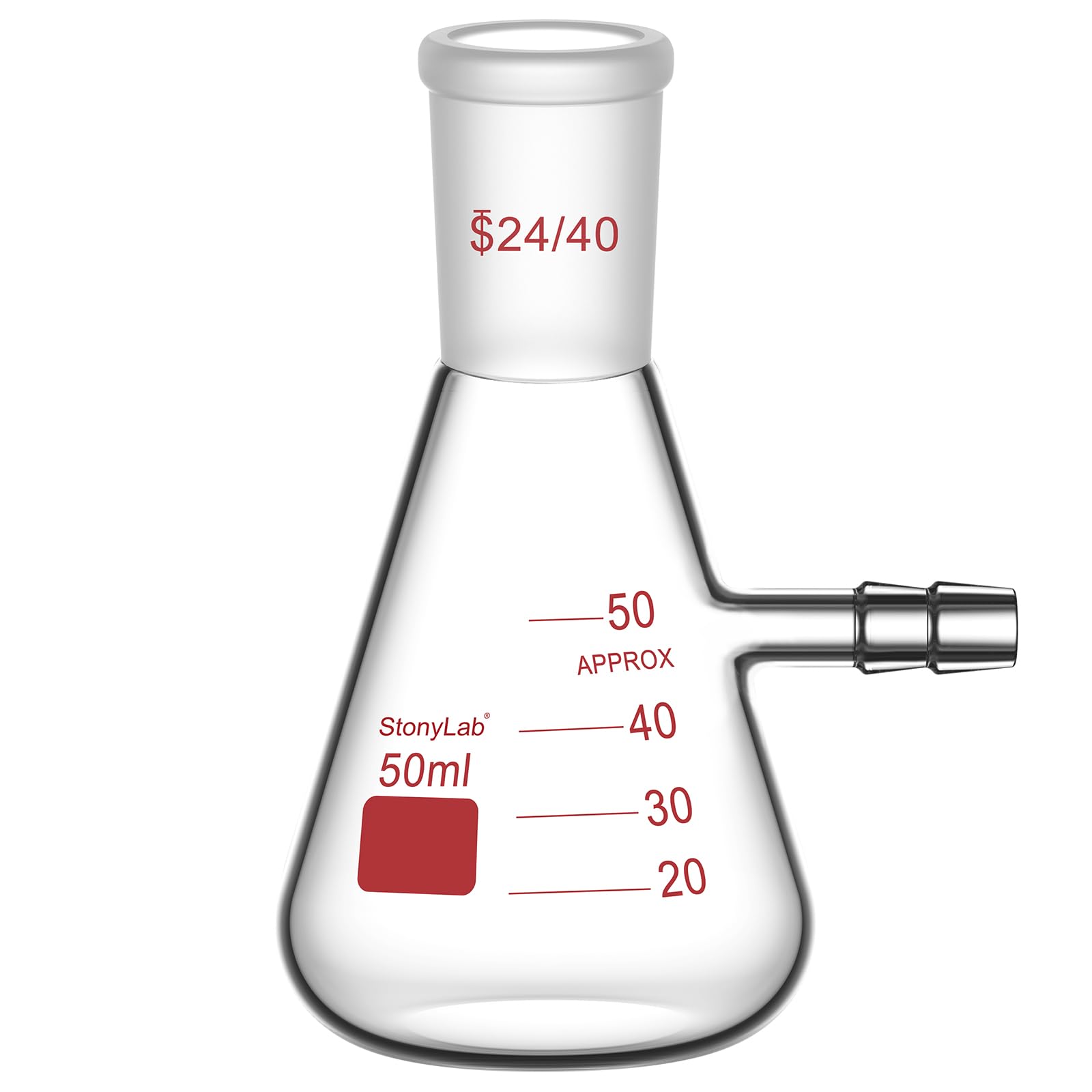 stonylab Filtering Flask with 24/40 Standard Taper Outer Joint, Heavy Wall Borosilicate Glass Filter Flask, Bolt Neck with Tubulation, 500 ml — Amazon image 10
