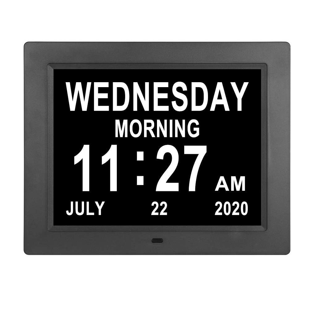 ybest Extra Large Day Date Time Digital Day of Week Clock 8 Alarm Option for Seniors Elderly with