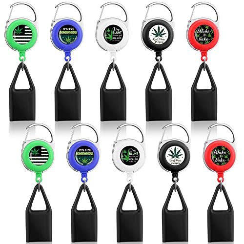 Yinkin 10 Pieces Lighter Holder Keychain Retractable Clip Assorted Color Keychain with Clip Classic Lighter Cover for Convenience, 5 Colors