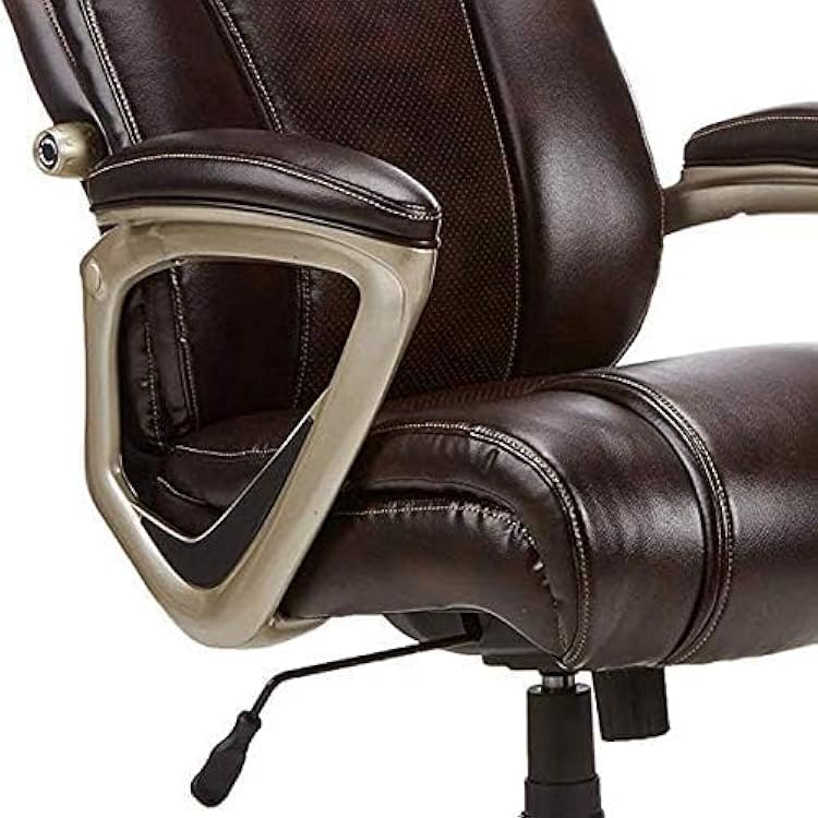 Amazon Basics Big & Tall Executive Office Chair with Lumbar Support, Adjustable Height, 350-Pound Capacity, 28.5D x 30.25W x 47.9H, Black Pewter Finish