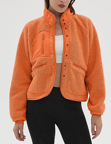 AMEBELLE Women's Cropped Fuzzy Fleece Jacket Lightweight Lined Winter Casual Warm Sherpa Jacket Coat Outerwear with Pockets2