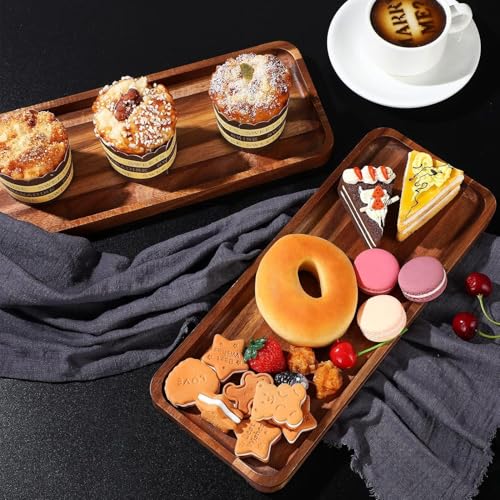 Image of Woodland Dreams Wooden Serving Platter /Tray, Handmade Multipurpose Coffee, Tea, Snacks, Breakfast, Food Platter, Modern Design Tray, Rectangular Platter for Home & Kitchen, 10X5 Inch, 1 Pcs