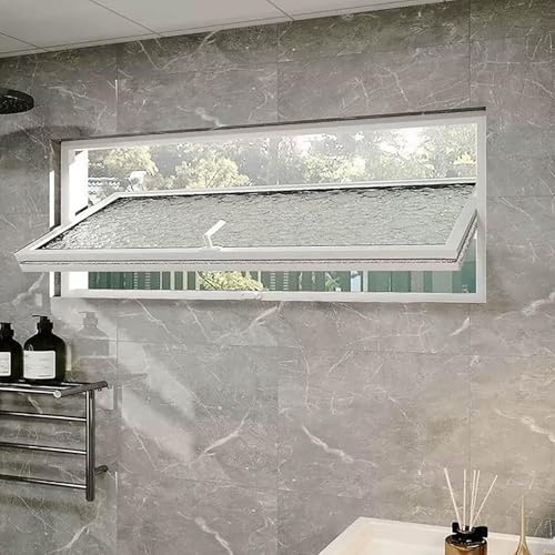 23.6x15.7in Hopper Window, Rectangular Metal Window, 360 Degree Rotating Ventilation Windows with Tempered Glass and Aluminum Frame Flush Mount for Basement Bathroom Kitchen and Shed White 1