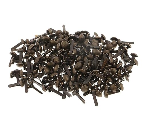 Generic 200Pcs Mini Decorative Round Head Split Pins Metal Brads Paper Fasteners for Paper Craft Office Stationery, Bronze