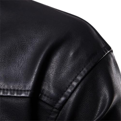 Men's Hooded PU Faux Leather Jacket Casual Long Sleeve Motorcycle Workwear Biker Coat4