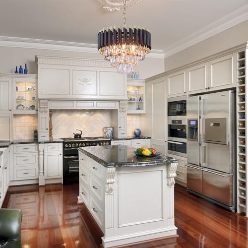 Yangfan Black Modern Chandelier, 3 Tiers, Crystal Pendant Light Fixture, Flush Mount, E14*5, 300W, 5100LM, D40CMxH31CM, Black, Indoor, Dining Room, Living Room, Bedroom - Cosy Home Interiors Yangfan Black Modern Chandelier, 3 Tiers, Crystal Pendant Light Fixture, Flush Mount, E14*5, 300W, 5100LM, D40CMxH31CM, Black, Indoor, Dining Room, Living Room, Bedroom - Image 2