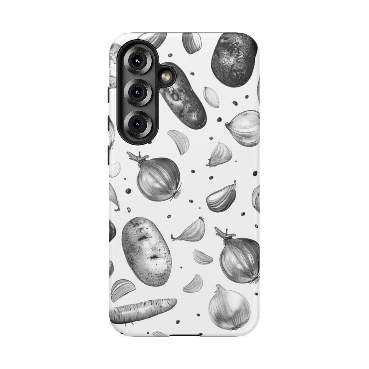 Coque Samsung S25 Plus motif végétal noir et blanc rigide