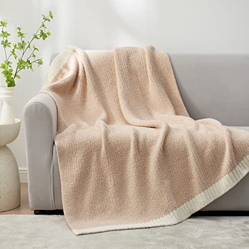 Snuggle Sac Heather Tan Throw Blanket For Couch, Reversible Throw Blanket Warm Cozy Knit Fuzzy Plush Lightweight For Sofa, Bed, Camping, Picnic, 50 X 60 Inch #TOP2