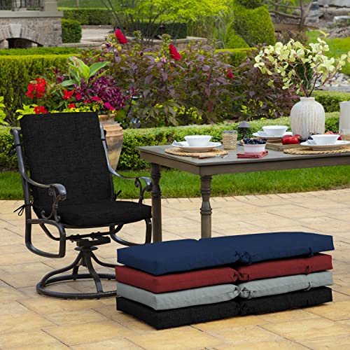 Image of Arden 4-Pack Outdoor Patio Dining Chair Cushion, 20 x 44, Rain-Proof Seat Pad, Fade-Resistant Outdoor Cushion Black Leala