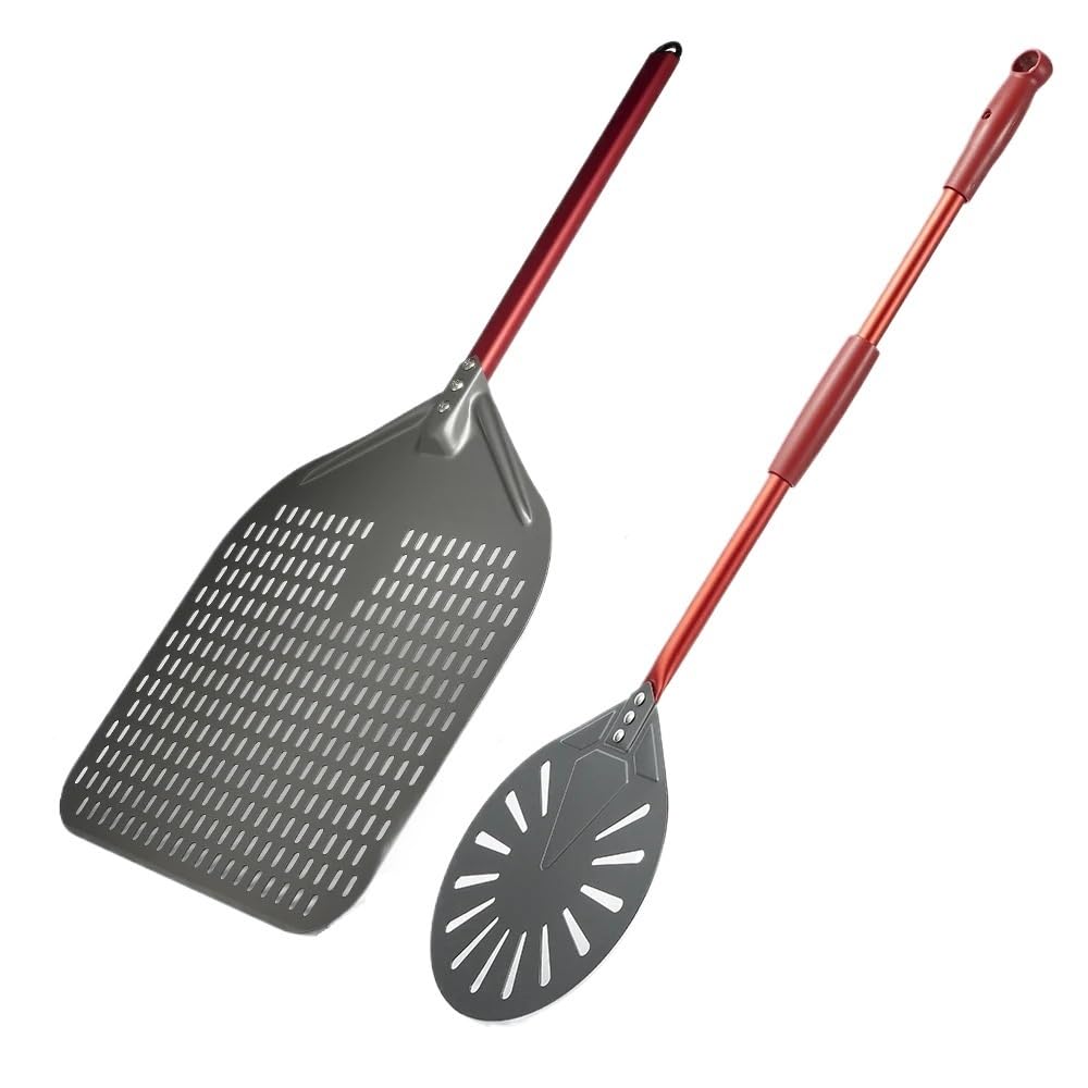 WANGSHAOWEI Pizza ​Paddle 12/13/14 Inch Pizza Peel With 9 Turning Perforated Shovel Aluminum Handle(9 inch and 14 inch)