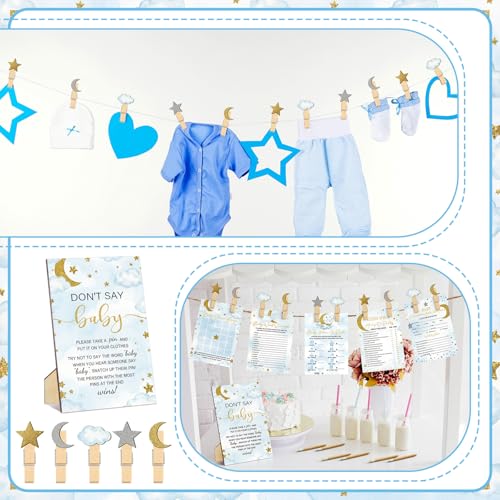Image of Patelai 321 Pcs over The Moon Baby Shower Games Don't Say Baby Bingo Decor