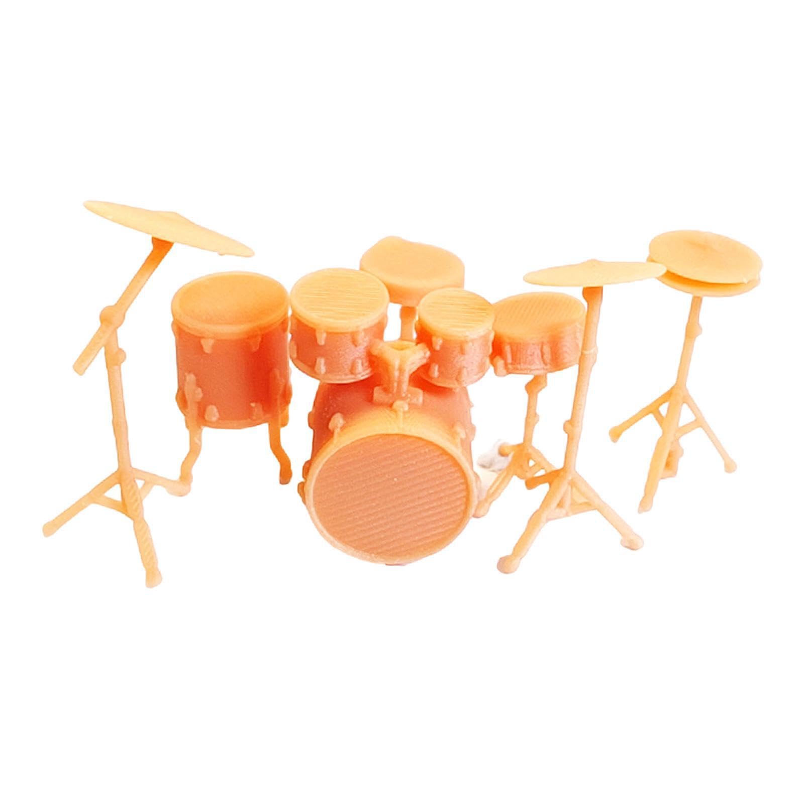 QUILSTM Miniature Scenes Painted Diorama Drum Kit Model Trains Scale Figures Train Enthusiasts And Collectors Miniature Scenes Model Drum Percussion Instrument