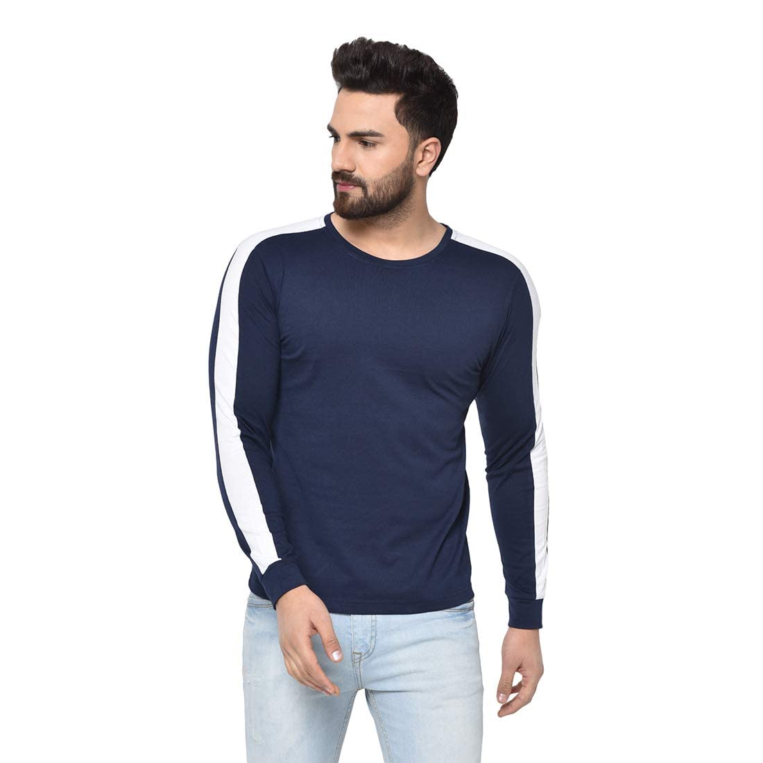 Multicolored with Contrast Cut & Sew Detailing Tshirt-Full-image-15
