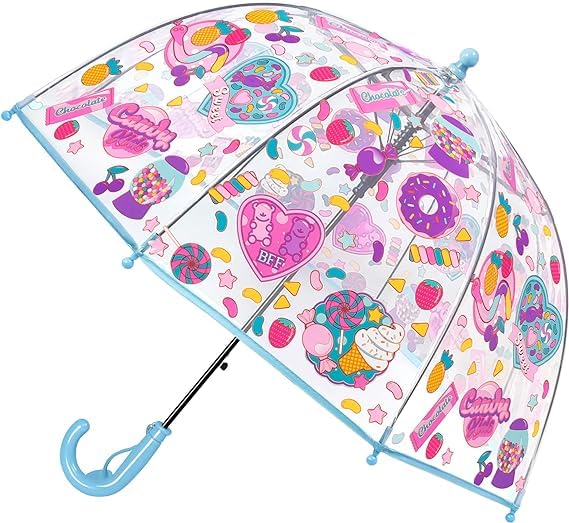 Image of Rainbow Smiling Sun Umbrellas Children Magic Cloud Transparent, See through Dome Umbrella for Children, Umbrella for Girls and Boys, Umbrella for Kids