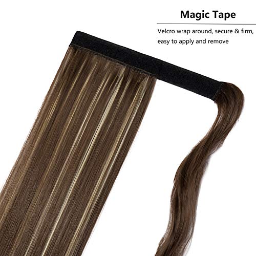 Cybelleza Straight Ponytail Extension Long Wrap Around Ponytails 22 inch Clip in Hair Extensions Hairpiece Synthetic for Women 105g - Image 4