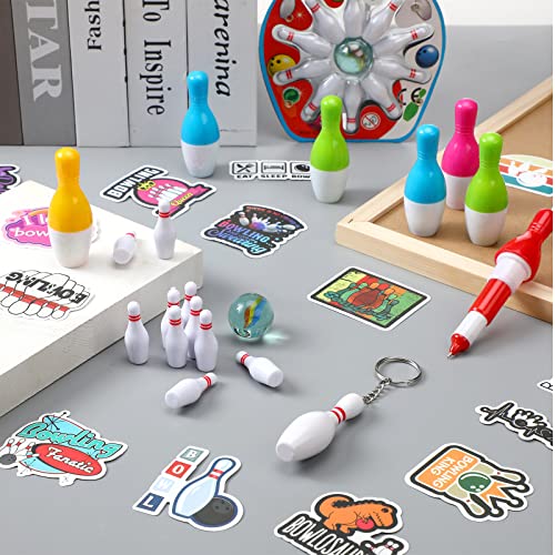 Bowling Party Favors 12 Pack Bowling Pin Keychain 12 Pcs Bowling Ballpoint Pen 12 Pack Mini Bowling Game Set 50 Pcs Bowling Stickers Bowling Party Favors Goodie Bag Fillers And Small Prizes #TOP6