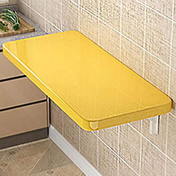 Wandgemonteerd klaptafelbureau, eenvoudig zwevend opvouwbaar laptopbureau, opklapbaar computerbureau, voor dineren, studeerkamer, keuken, diner, wasplaats, bar enz. (Grijs 50x30cm) (Geel 120x40cm)